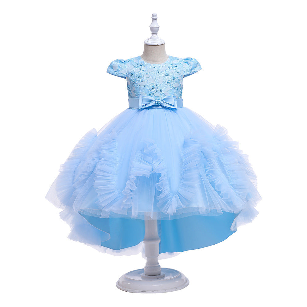 Kid Baby Girl Princess Trailing Wedding Shampong Gauze Host Dresses