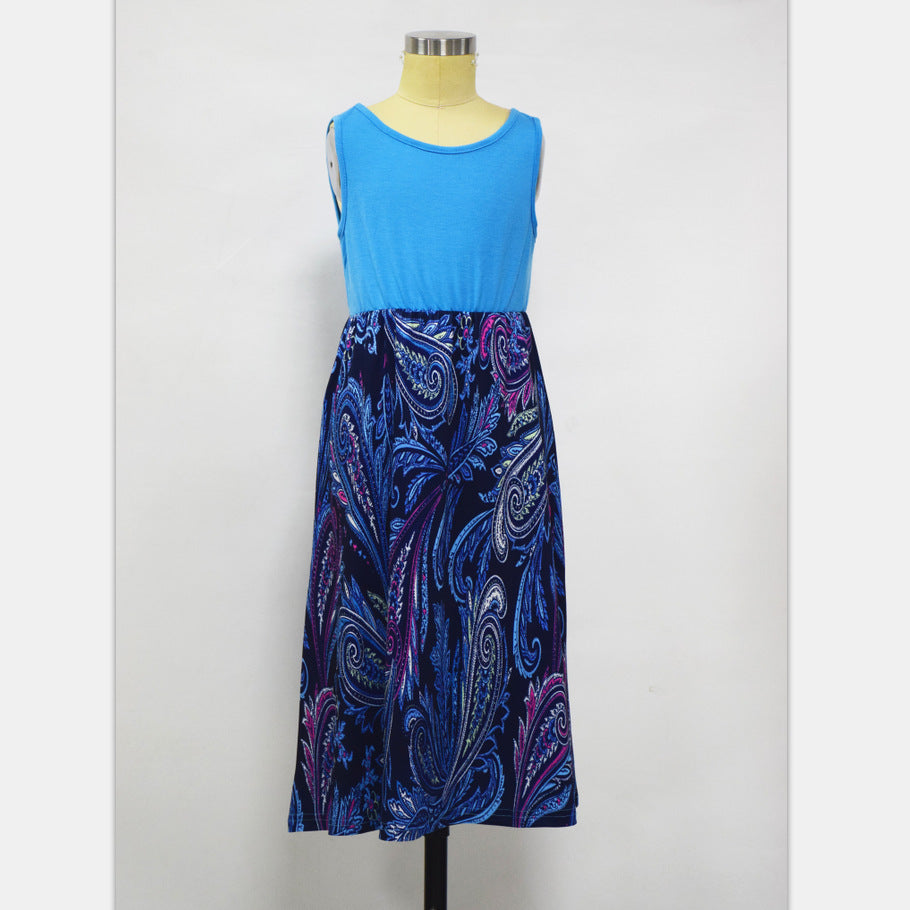 Family Mathcing Phoenix Tail Sleeveless Parent-child Long Dress