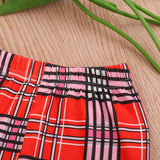 Baby Toddler Girl Valentine Love Long-sleeve Plaid Suit 2 Pcs Sets