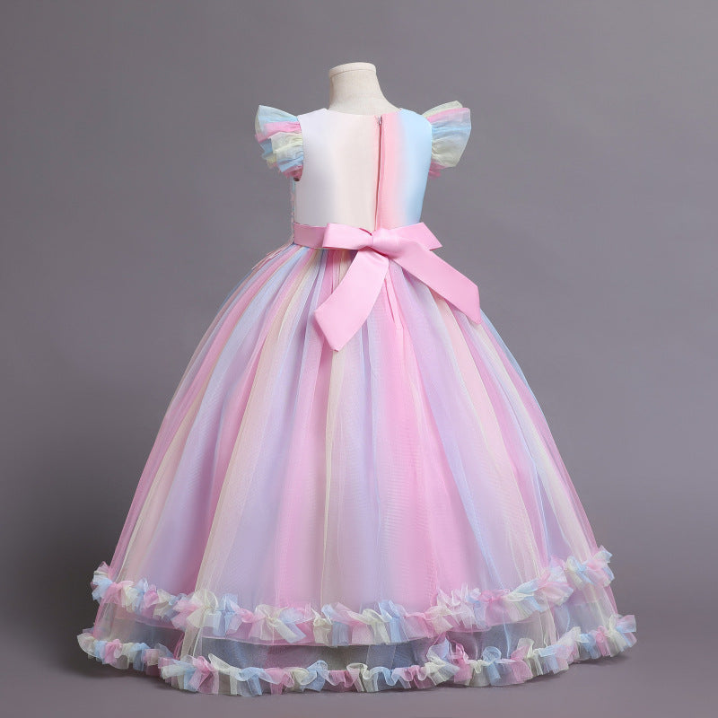 Kid Girls New Princess Long Summer Piano Performance Dresses