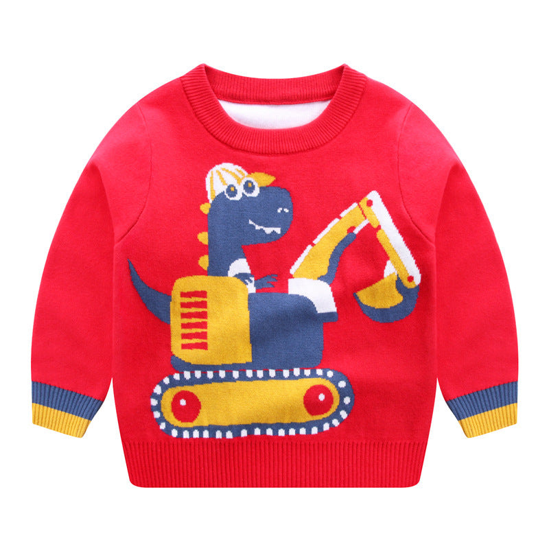 Kid Baby Boy Top Combed Cotton Dinosaur Sweater