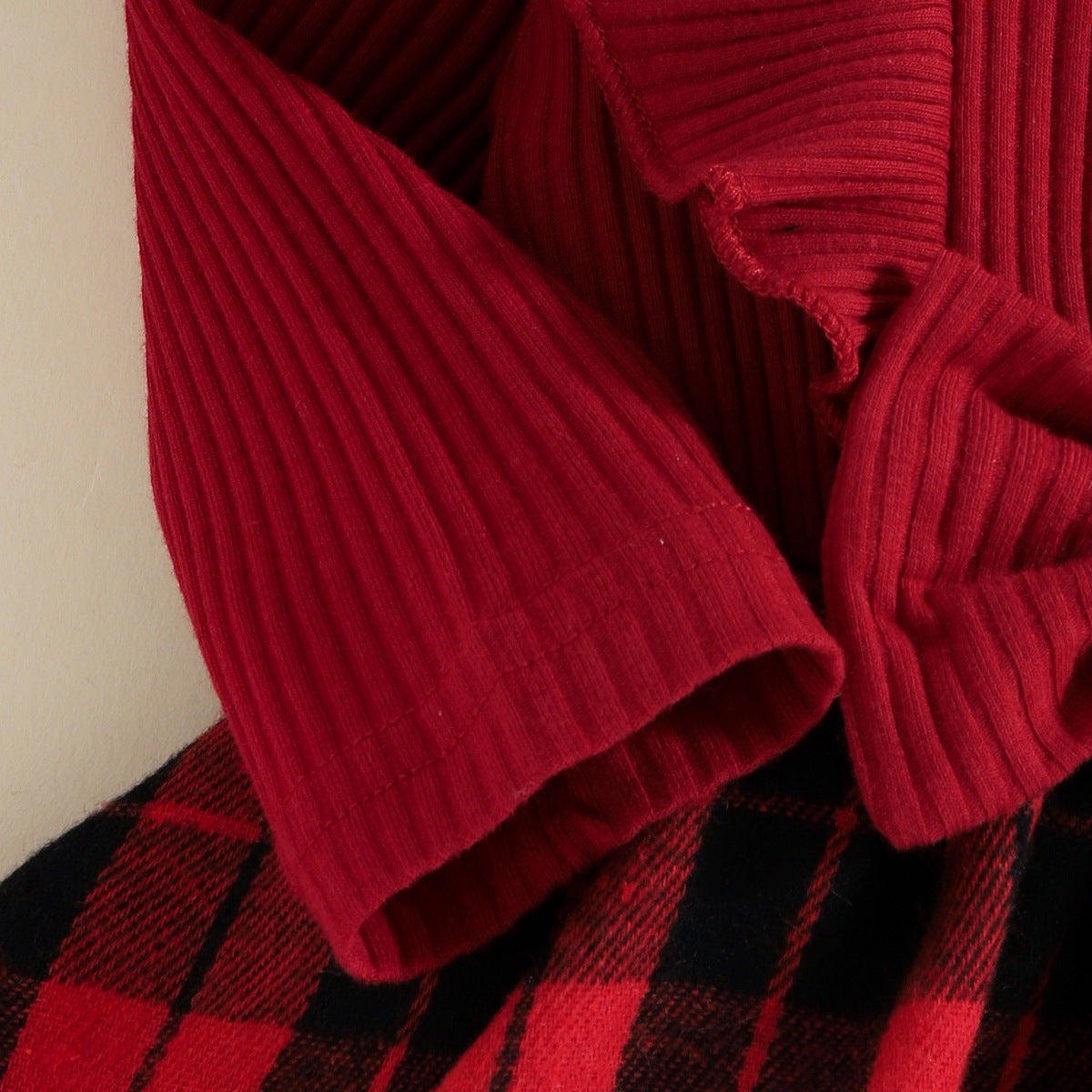 Baby Girls Red Pit Strip Plaid Christmas Climbing 3 Pcs Sets