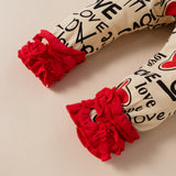 Baby Toddler Girl Suit Valentine's Day Long Sleeve Letter Heart Lace 2 Pcs Sets