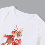 Family Matching Christmas Cartoon Cute Elk Print Creative Cotton Shirts