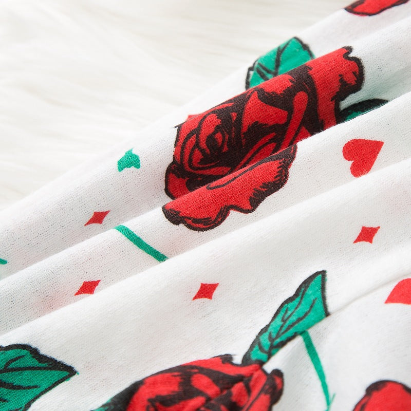 Baby Girl Valentine Love Printed Long Sleeve Flower 3 Pcs Set