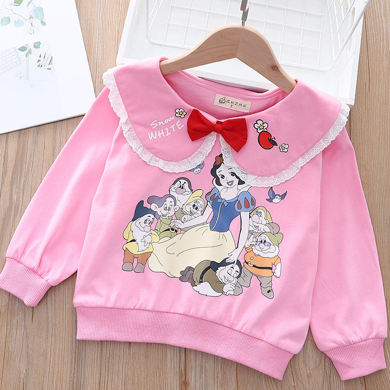 Kid Baby Girl Doll Collar Cute Snow White Print T-shirt