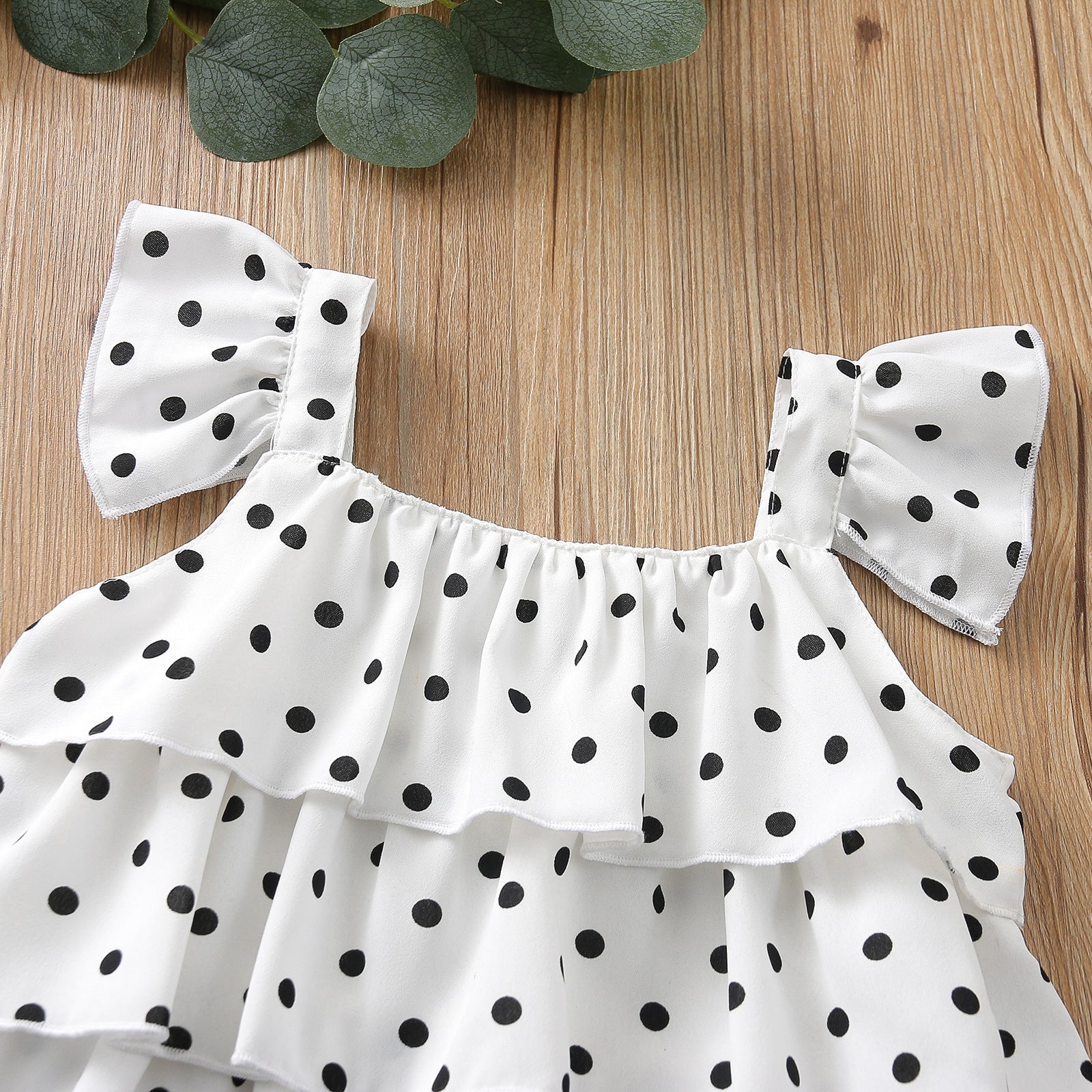 Summer Kid Baby Girls Polka Dot Halter Top Jean Shorts 2 Pcs Sets