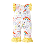 Baby Girl Onesie Rainbow Graffiti Short Sleeve Crawl Rompers