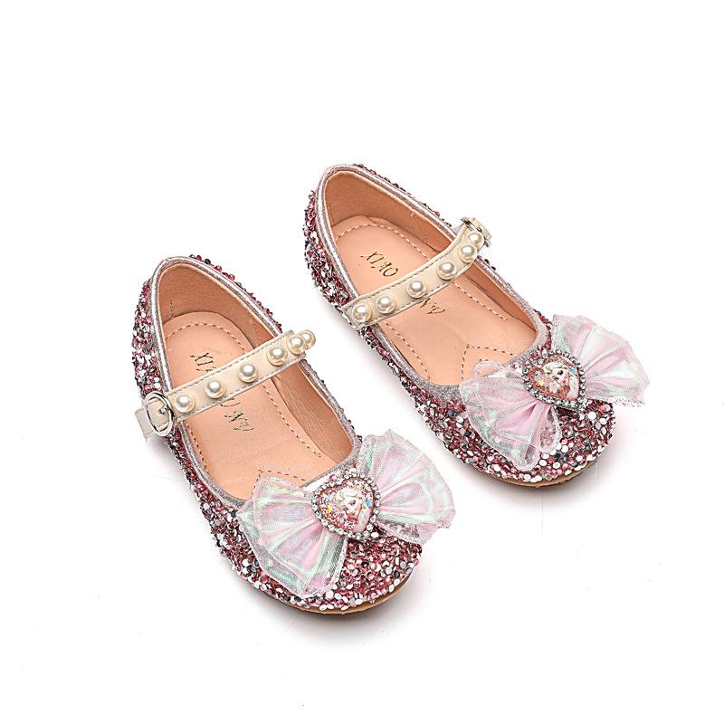 Girls New Dress Sequin Crystal  Soft Sole Pearl Magic Stick Cute Shoes