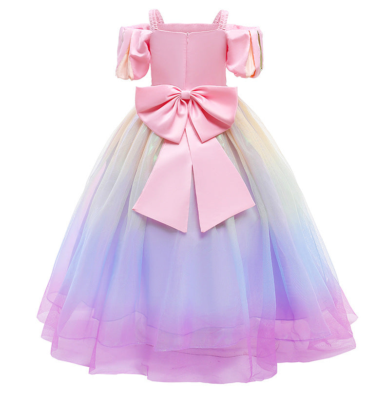 Kid Baby Girl Gauze Fancy Flower Party Dress