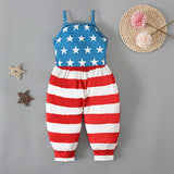 Kid Baby Girl Onesie Crawl Suit  American Flag Halter Pants Trousers