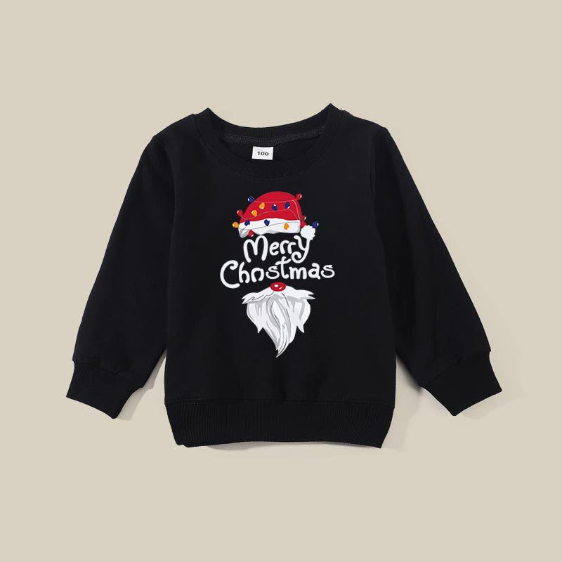 Family Matching Autumn Black Guards Santa Claus Cartoon Print Christmas Shirts Top