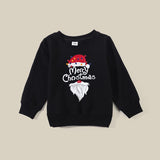 Family Matching Autumn Black Guards Santa Claus Cartoon Print Christmas Shirts Top