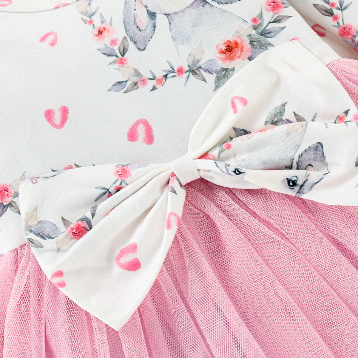 Baby Girls Long Sleeve Pink Flower Dress With Headscarf