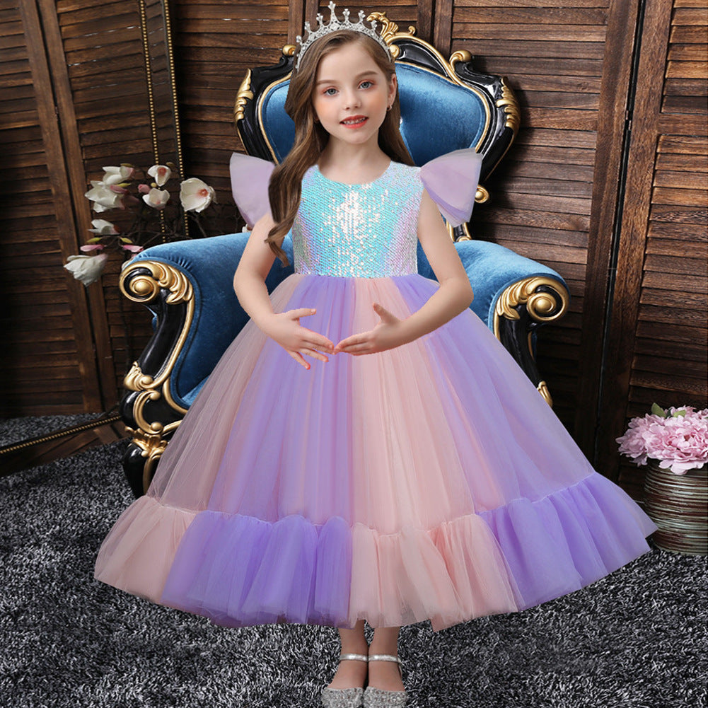 Kid Baby Girls Princess Sequins Rainbow Dress