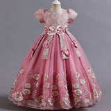 Kid Girl Princess Candy Color Pengpeng Piano Performance  Dresses