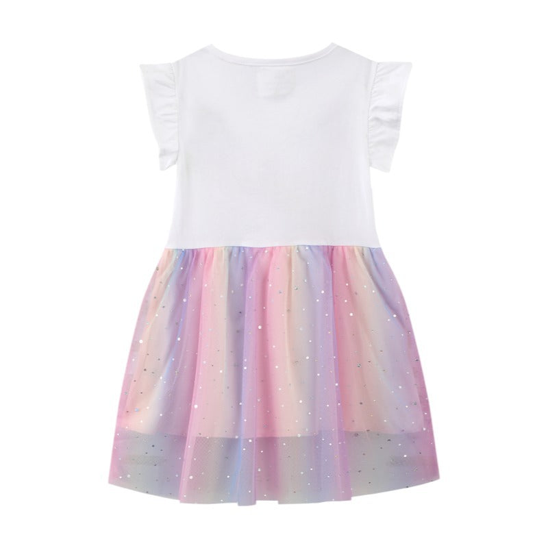 Kid Baby Girl European Short Sleeve Knitted Unicorn Dresses