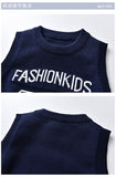 Kid Baby Boy Round Neck Jacquard Knit Waistcoat Pure Cotton Sweater Vest
