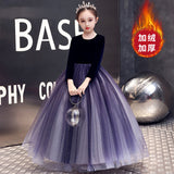 Kid Girl Catwalk Fashion Velvet Poncho Princess Dress