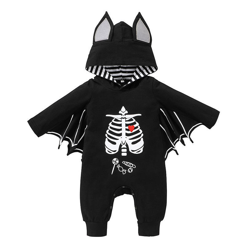 3M-3T Baby Halloween Cosplay Bat Patchwork Festival Rompers