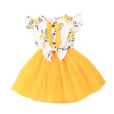 Kid Baby Girl Gauze Printed Fleecy Flying Sleeves Flower Casual Dresses
