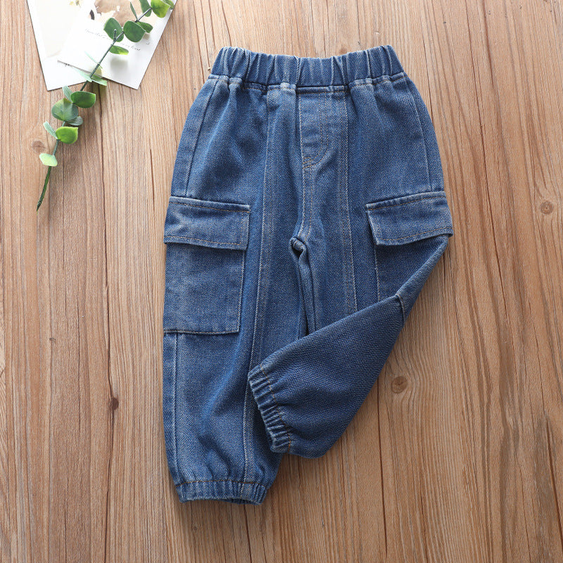 Spring Autumn Kids Baby Boys Trousers Jeans Casual Loose Denim Pants