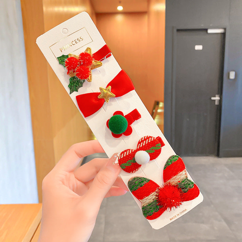 Kid Girl Hair Accessories Christmas Headress Santa Claus Elk Clip Headwear