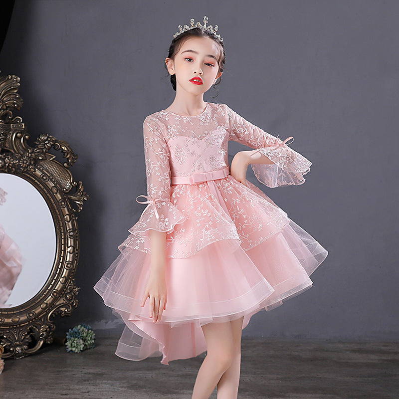 Kid Girl Princess Spring Autumn Mesh Sleeve Fluffy Mesh Dresses
