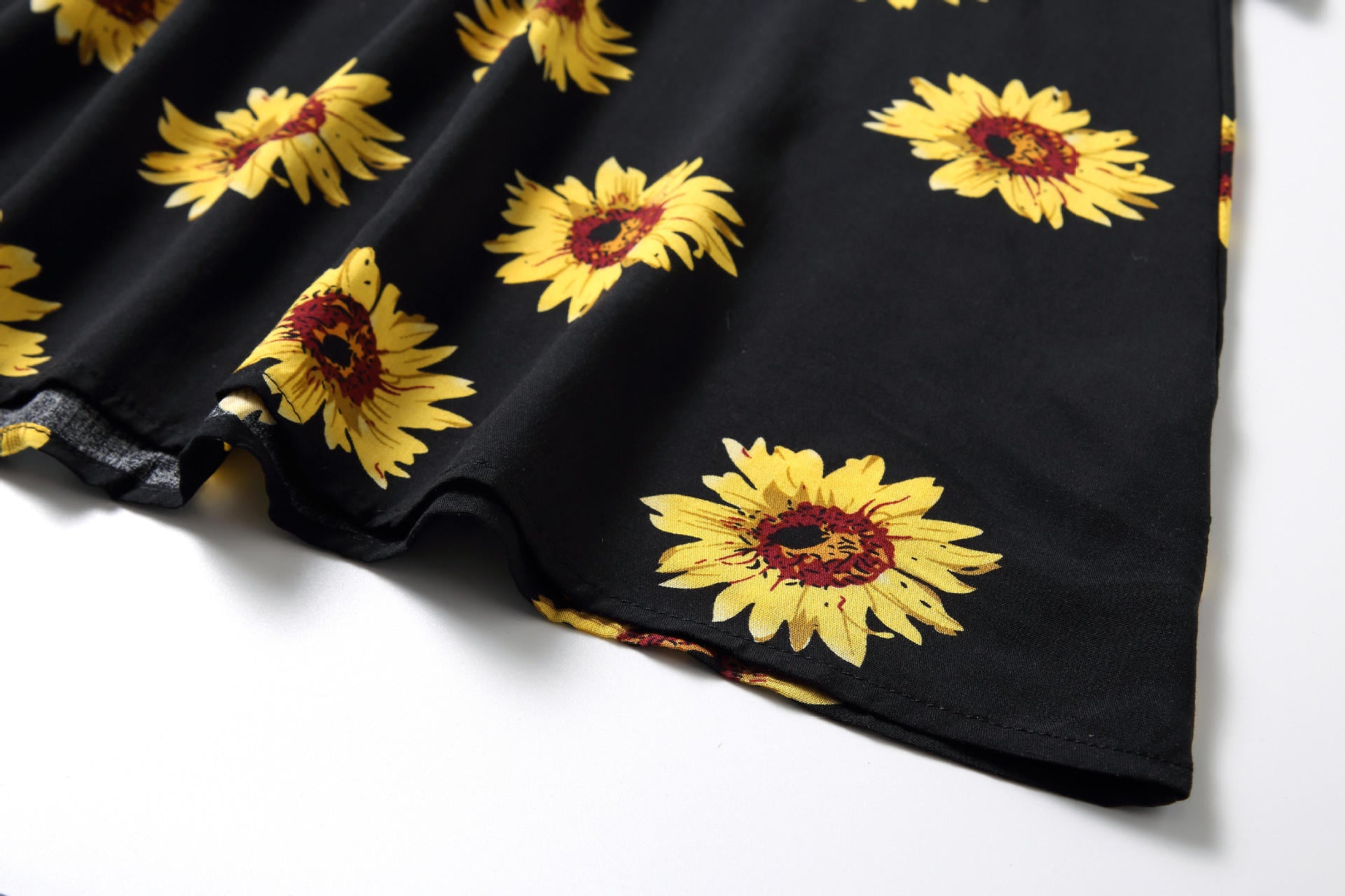 Family Matching Flower Printed V-neck Parent-child Dresses