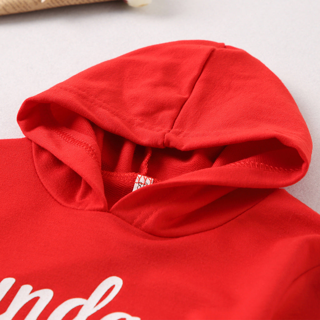 Family Matching Letter Print Hooded Parent-child Shirts