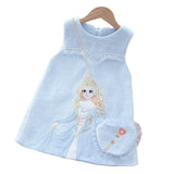 Kid Baby Girl Embroidered Princess Woolen Padded Dresses