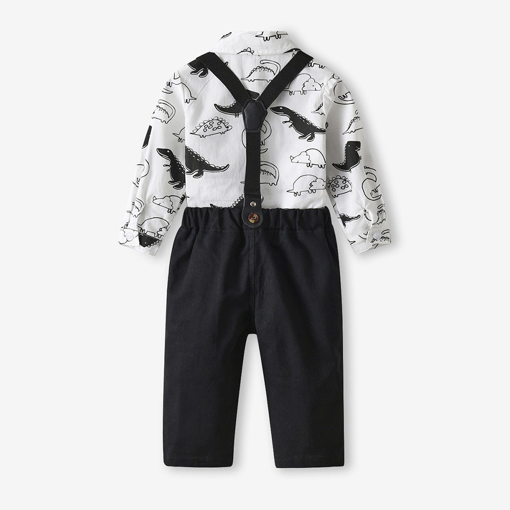 Kid Baby Boy Suit Animal Print Dinosaur Long Sleeve 2 Pcs Sets