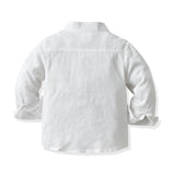 Kid Baby Boy Suit Long-sleeved White Striped Gentleman Formal 2 Pcs Sets