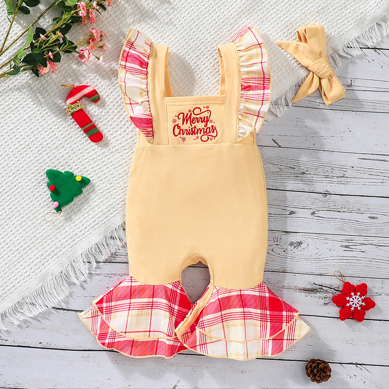 Baby Girl Sleeveless Jumpsuit Christmas Long Legs Pants