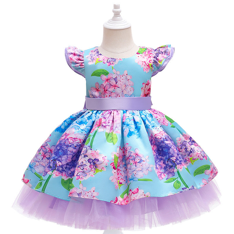 Kid Baby Girl Flower Fairy Princess Colorful Pengpeng Dress
