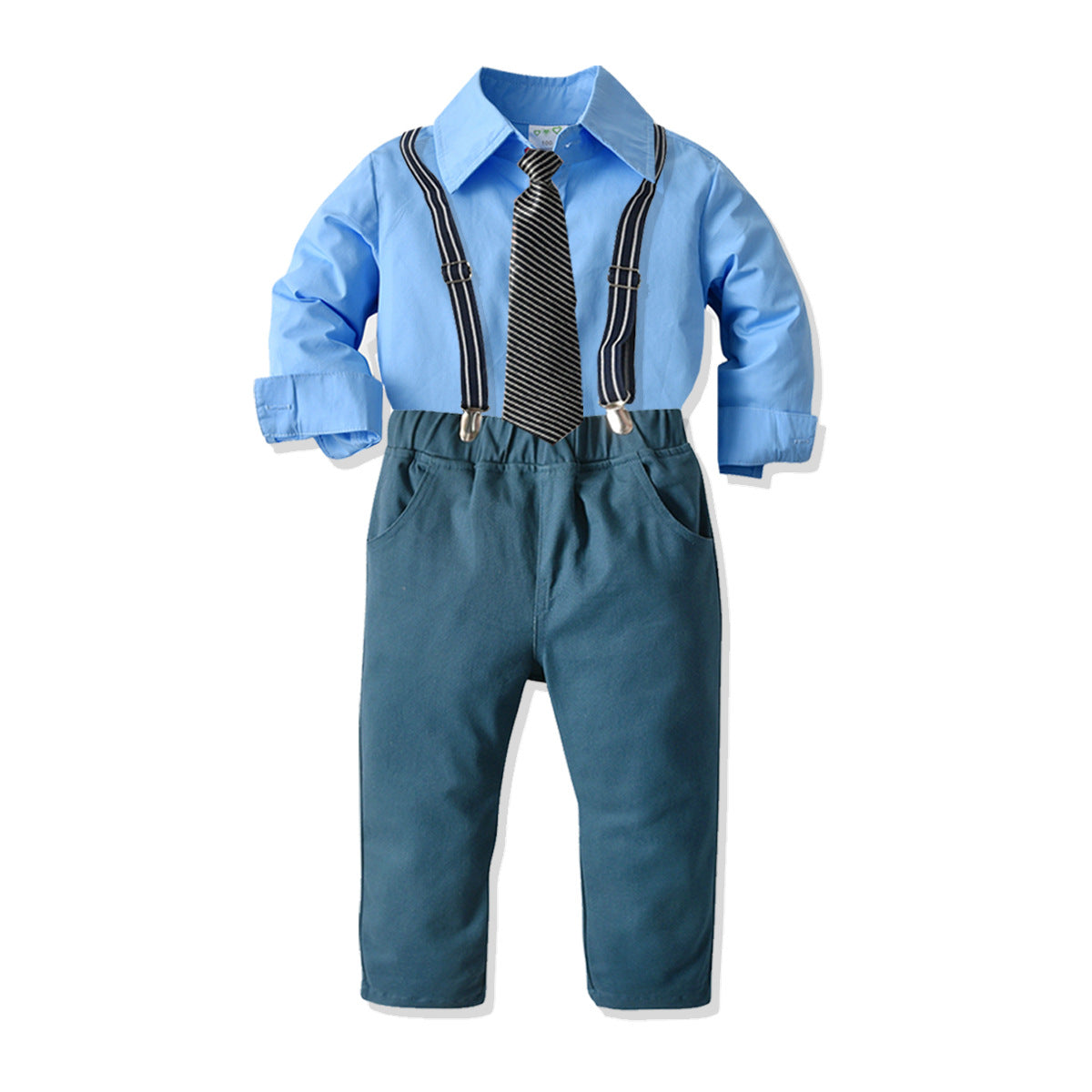 Kid Baby Boy Suit Solid Long Sleeve Formal 4 Pcs Sets