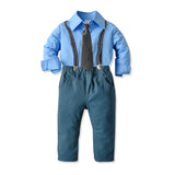 Kid Baby Boy Suit Solid Long Sleeve Formal 4 Pcs Sets