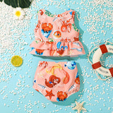 Kid Baby Girls Summer Printed Cartoon Sleeveless One-piece Swimsuit