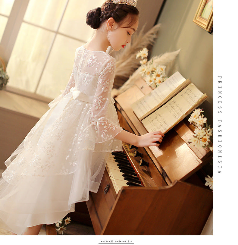 Kid Girl Pompous Trumpet Sleeves Princess Dress