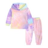 Kid Baby Boy Girl Tie Dye Suit Fashion Printed Hooded Suits 2 Pcs Sets