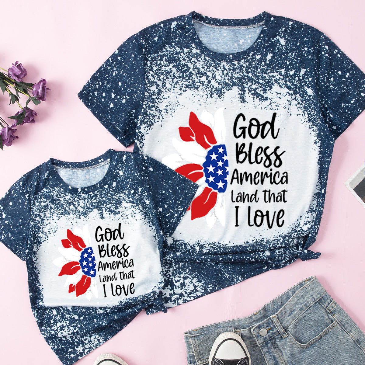 Family Matching Mother Kid Short Sleeves Independence Day T-shirt