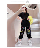 Kid Teenager Girls Summer Fashion Streetwear Ripped Cotton 2 Pcs Sets