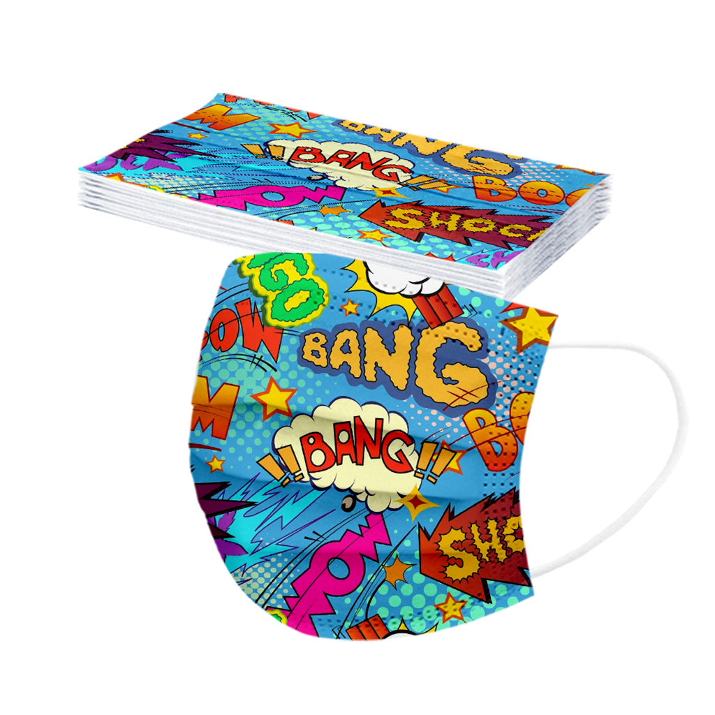 Kid Disposable Cartoon Series Spiny  Non-woven Fabric Three Layers Masks 10 Pcs