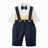Baby Boy Suit Gentleman Halter Suit Long Sleeve Crawl 2 Pcs Sets