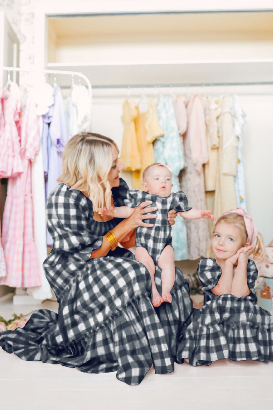 Family Matching Parent-child Bohemian Long Square Collar Dresses