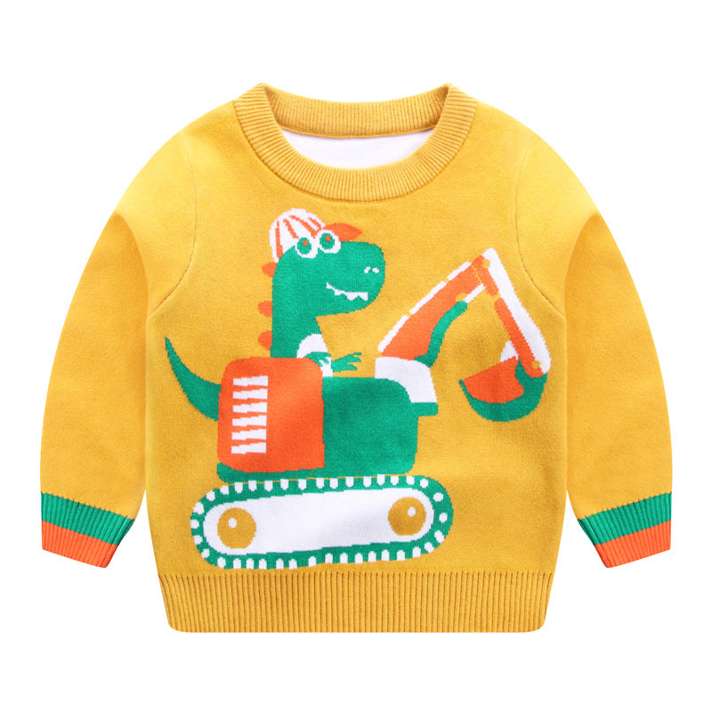 Kid Baby Boy Top Combed Cotton Dinosaur Sweater