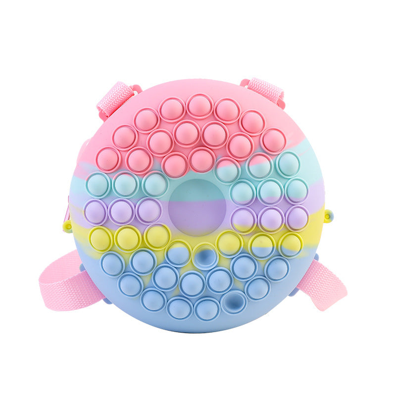 Kids Cartoon Backpack Change Purse Cute Doughnut Silicone Bag