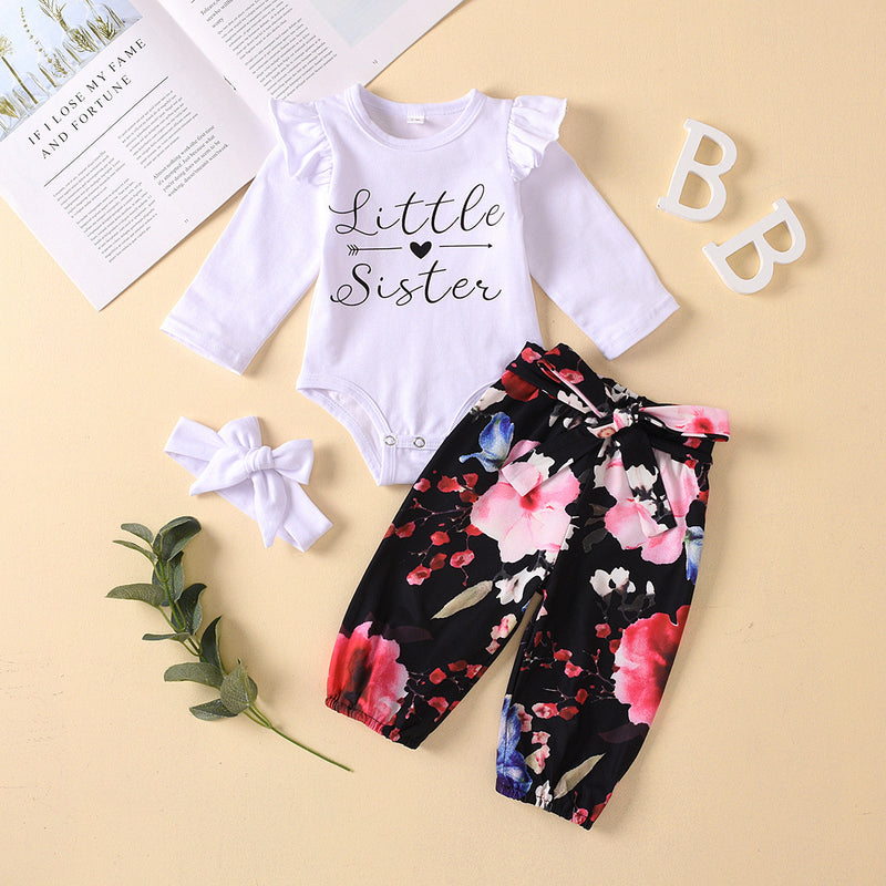 Spring Baby Girl Valentine's Day Set Long Sleeve Fart 3 Pcs