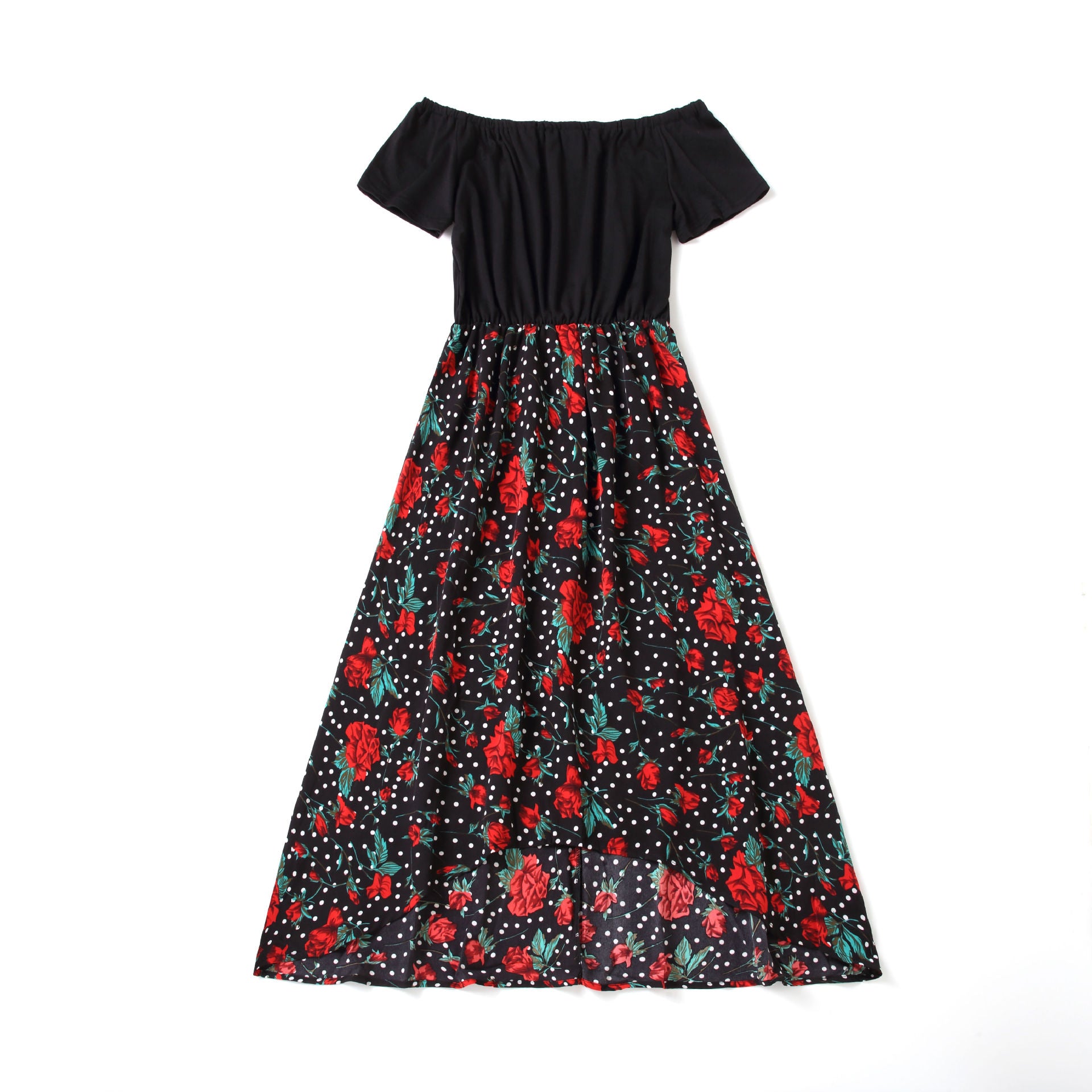 Family Matching Printed Flowers One Shoulder Dresses