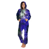 Family Matching Star Digital Print Fashion Zipper Long Sleeve Pajamas